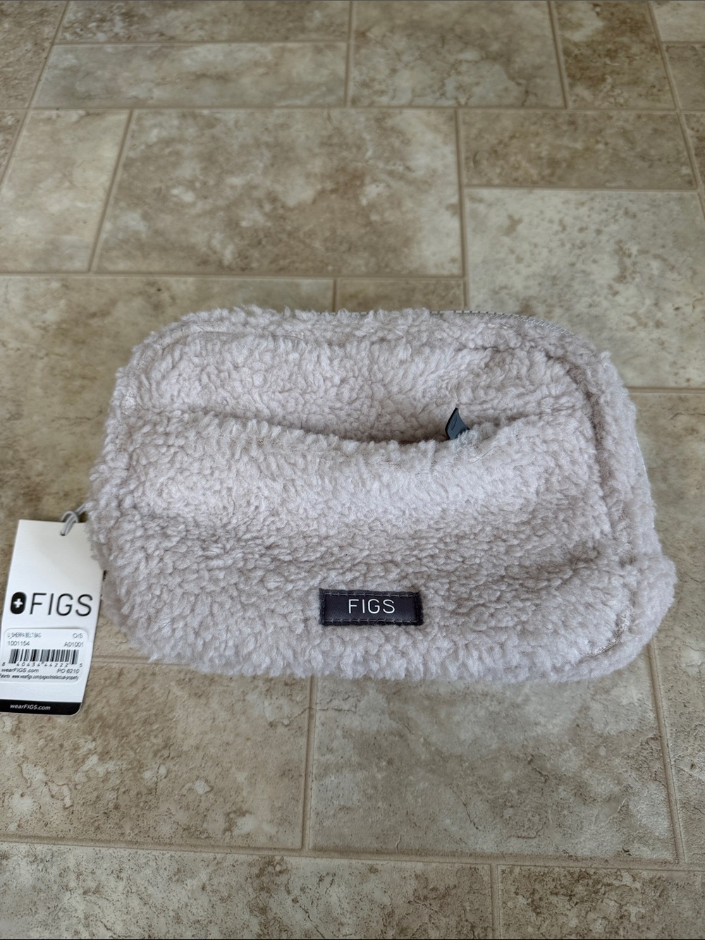 Figs Plush Sherpa Crossbody Pouch in Light Taupe